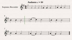 День пришёл - В.Симонова. Видео-минусовка и ноты для блокфлейты темп 80