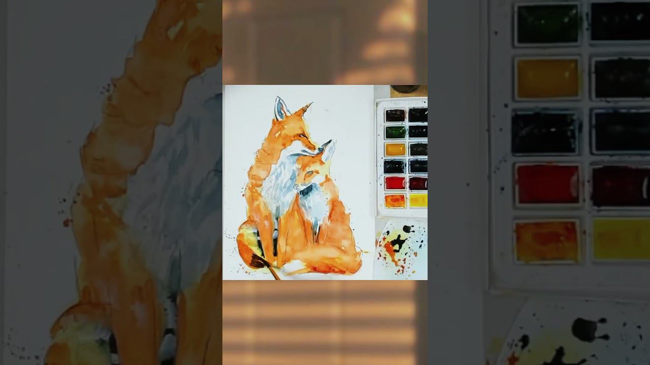 ЛИСИЧКИ АКВАРЕЛЬНЫЙ СКЕТЧ #рисуйсомной #акварельныйрисунок #art