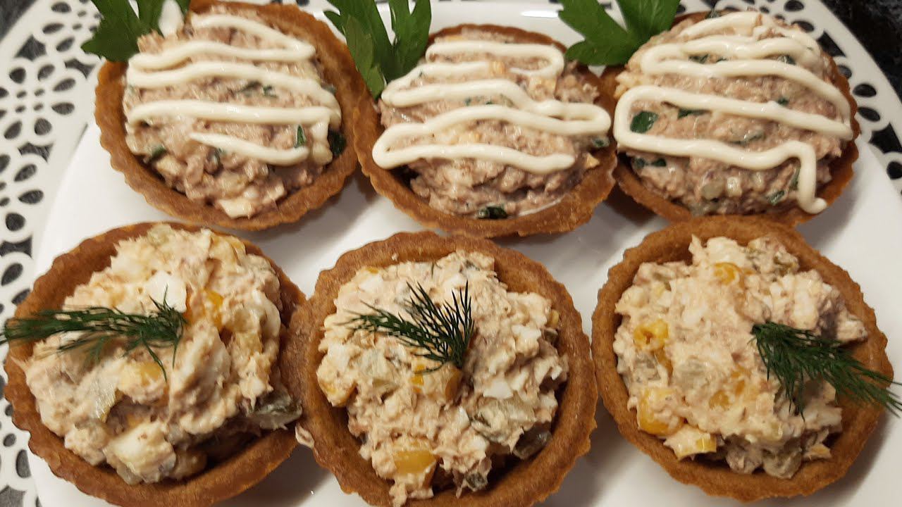 2 салата с тунцом для тарталеток смотреть онлайн