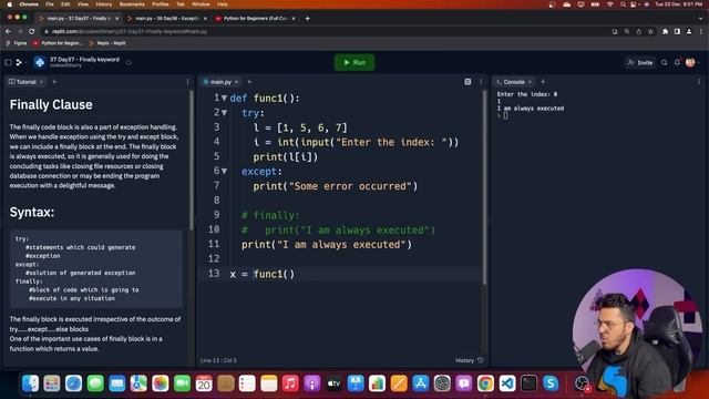 Finally keyword in Python | Python Tutorial - Day #37