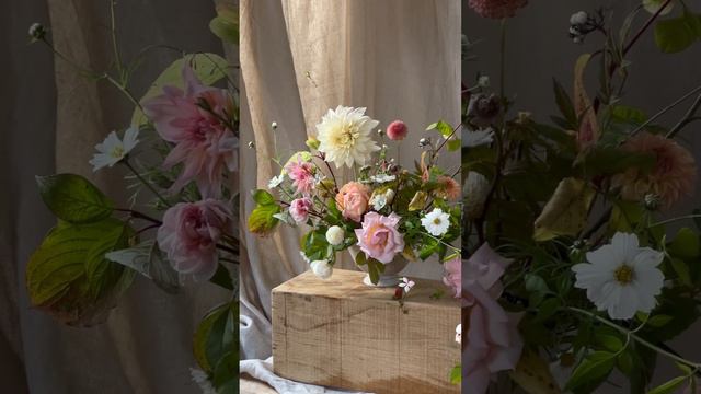 Wild strawbs, old roses and the last dahlias #floralarrangement #floristry #flowerlover #floral