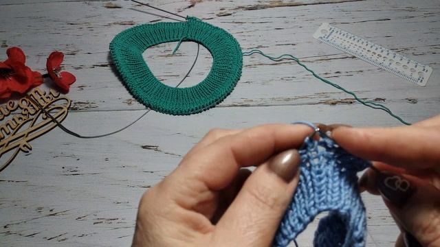 Ложная кеттлевка горловины спицами. Аккуратная обработка горловины.