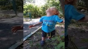 Детский лепет, разговаривает Макар с деревом,Новый челендж от Макара. Первые слова в полтора года.