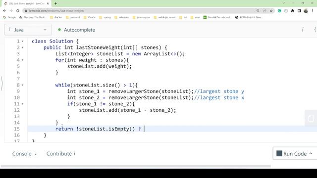 Leetcode 1046. Last Stone Weight || Array-Based Simulation || Java смотреть онлайн
