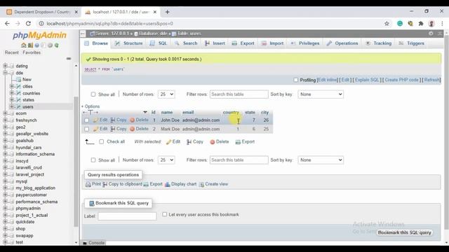 Dynamic Dependent Dropdown in Codeigniter using Ajax & Jquery - Country/State/City - part 2