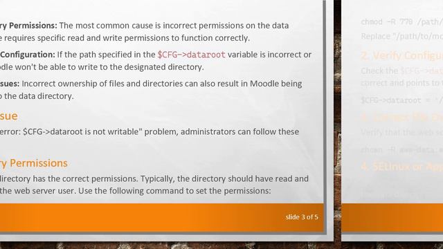 Troubleshooting Moodle Error: $CFG- dataroot is not Writable