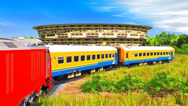 11 COLORFUL TRAINS CROSSIN ON TOP OF THE OTHER TRAINS | TRAINS QUEUEU AT SAME RAILROAD TRACK #8 смотреть онлайн