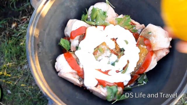 Куриные бедра Мангал Казан Макароны Деревенская еда смотреть онлайн