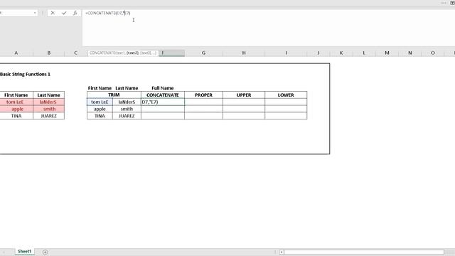 Excel Basic String Functions 1