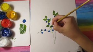 Рисунки ягод / Как нарисовать ЧЕРНИКУ ГУАШЬЮ / рисуем лесные ягоды