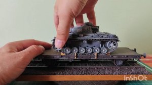 №122 Небольшая диорама 1/35 ж/д платформа и танк.mp4