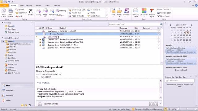 Outlook 2010 - Move and Copy Messages to a Folder смотреть онлайн
