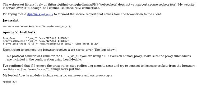DevOps & SysAdmins: Apache mod_proxy: forward secure websocket to non-secure смотреть онлайн