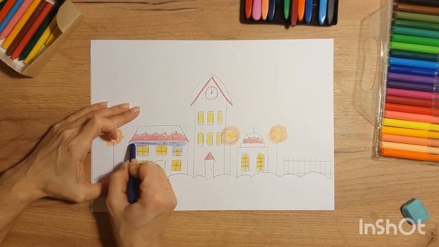Рисунок Зимний городской пейзаж