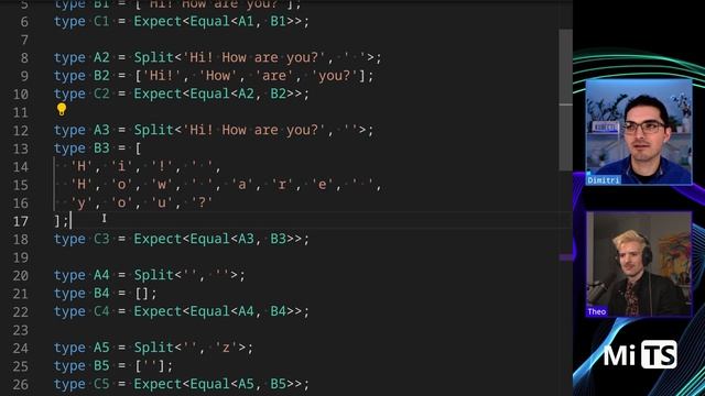 Split with Theo t3dotgg - TypeScript Type Challenges #2822 [HARD] смотреть онлайн