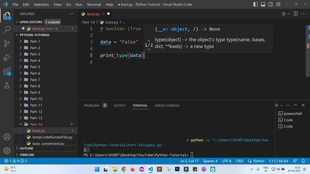Type conversion in Python | Type Casting in Python [Part 14] Python Tutorial for Beginners in Hindi