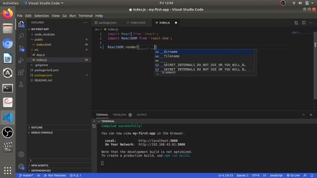 React JS Tutorial for beginners | 03 - Hello World in React
