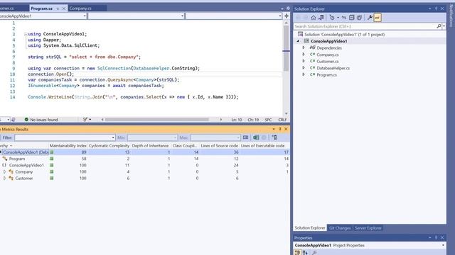 Code metrics in VS2022