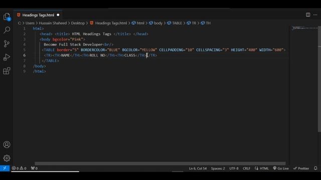 Table Tag in HTML I Create Table Border in HTML I HTML Basics