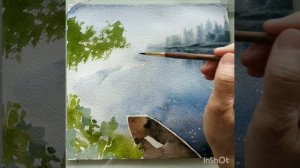 Пишем утренний туман. Акварель.