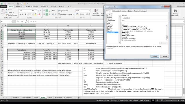 Excel 2013: 14. Formatos Personalizados (Fechas, Horas y Texto) смотреть онлайн