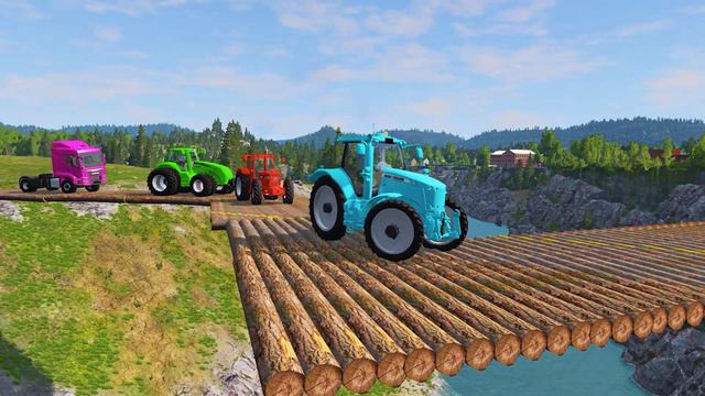 Double Flatbed Trailer Truck vs Speedbumps Train vs Cars Beamng.Drive 002 смотреть онлайн