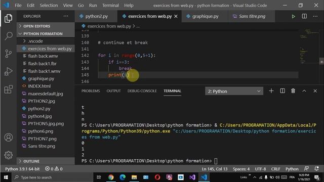 Python break et  continue  formation python darija