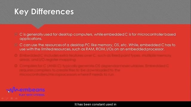 How does C and Embedded C different?