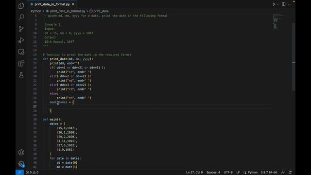 Python program to print the date in the given format in Hindi | CBSE Class 11 & 12 Computer Science