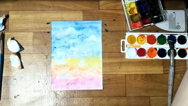 РИСУНОК АКВАРЕЛЬЮ "ПТИЦЫ НА РАССВЕТЕ" ДЛЯ ШКОЛЬНИКОВ смотреть онлайн