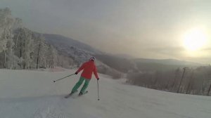 Катание на горных лыжах в Абзаково декабрь 2018. Ski Abzakovo 2018-2019