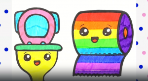 Рисуем Унитазик и туалетную бумагу)))