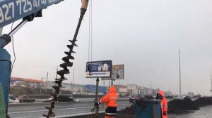 Бурение под опоры ISUZU ELF. Монтаж каркаса под буронабивные сваи.