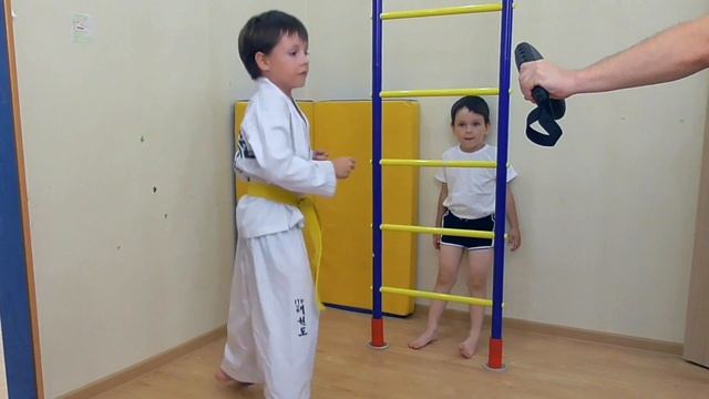 Удары ногами по лапе-ракетке. Тхэквондо - тренировка дома