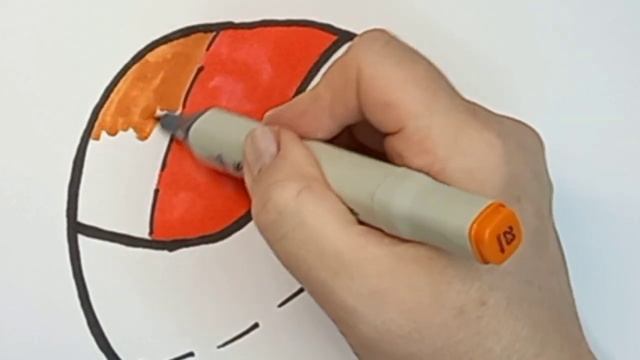 Рисунок и раскраска ?? МЯЧ.Простая техника рисования. /Mari rainbow coloring.