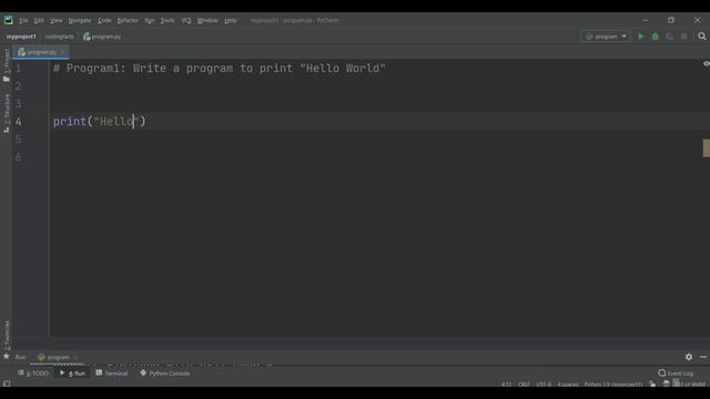 How To Print Hello World In Python | Solutions For Python 100 Exercises | Program1 | CodingFacts