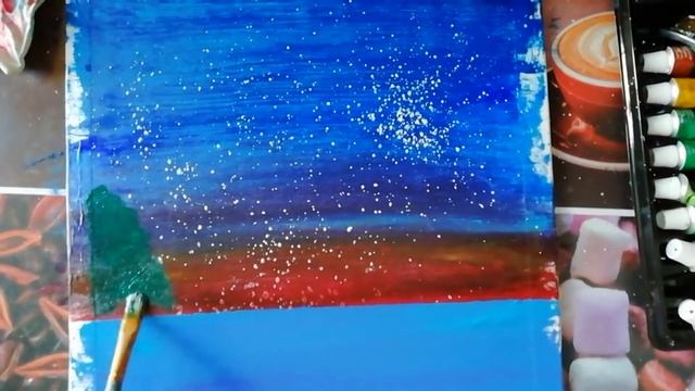 Рисую Акрилом "поезд"/рисование поэтапно, уроки для начинающих