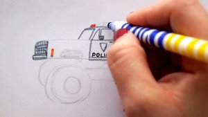 Polizeiauto zeichnen - How to draw a police car Jeep - Special Officer - Рисуем полицейский джип