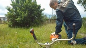 Мотокоса Stihl fs 130 запуск холодного двигателя