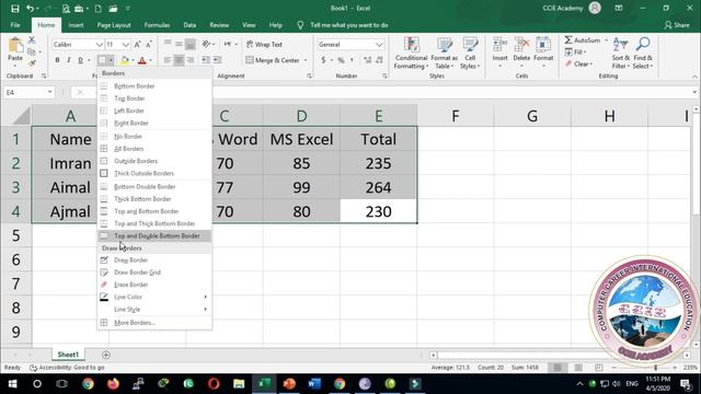 Microsoft Excel 2019 Home Tabl | Font Group | Border смотреть онлайн