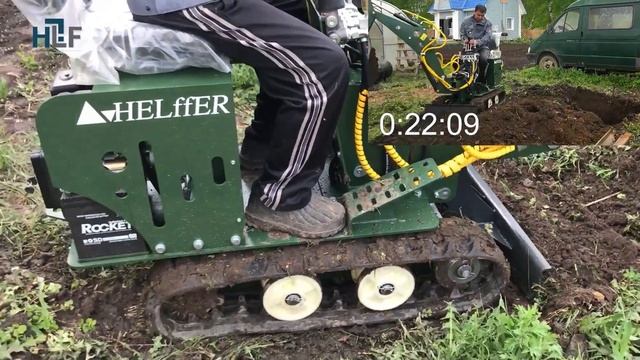 Мини экскаватор Helfer рытье ям и подъем груза смотреть онлайн