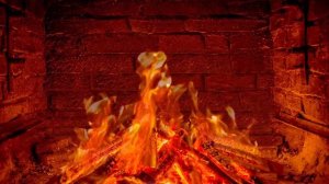 Огонь в камине с фоновой музыкой под гитару