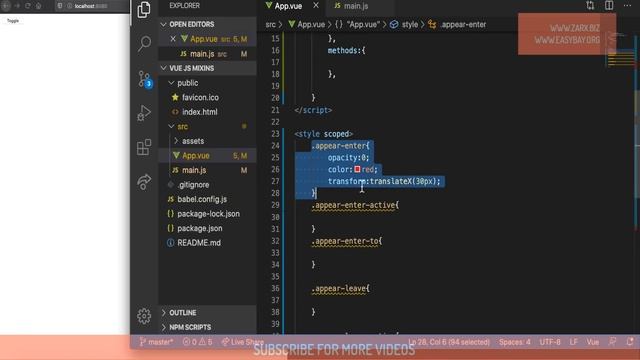 #24 Transition in vuejs with example | Vuejs Tutorial | Vuejs for beginners