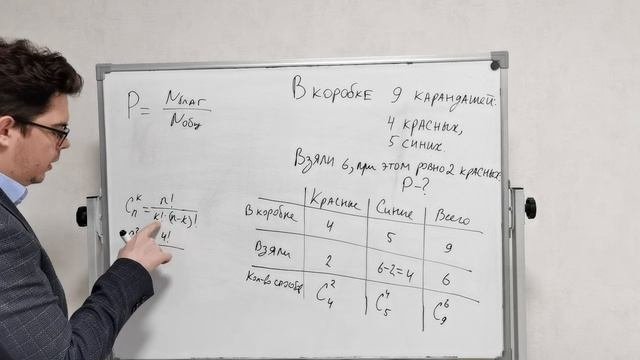 Простая схема решения задач на вероятность выбора набора из совокупности