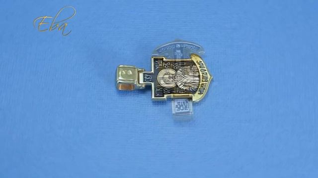 Распятие Христово Святитель Николай. Православный нательный крест из серебра в позолоте.. смотреть онлайн