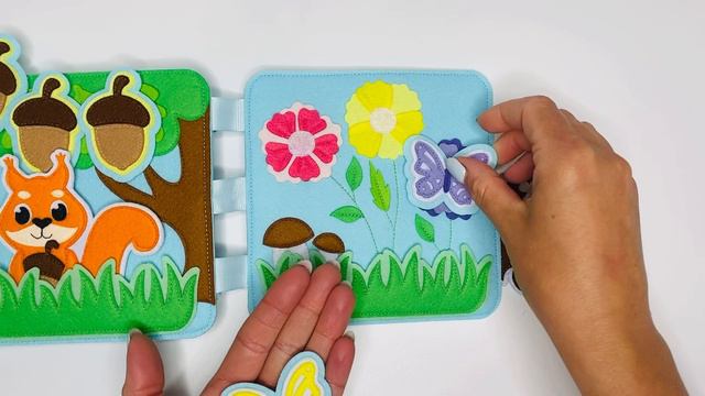 Развивающая книга из фетра про змейку и лесных жителей. Короткая версия. Ужик. Тактильная книга. смотреть онлайн