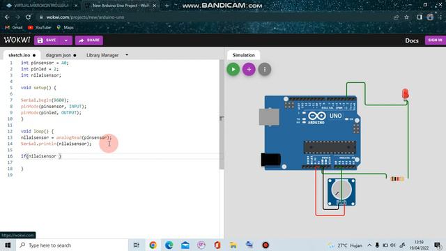 SIMULASI 2 BUAH LED NYALA BERGANTIAN MENGGUNAKAN ESP32 WOKWI - YouTube