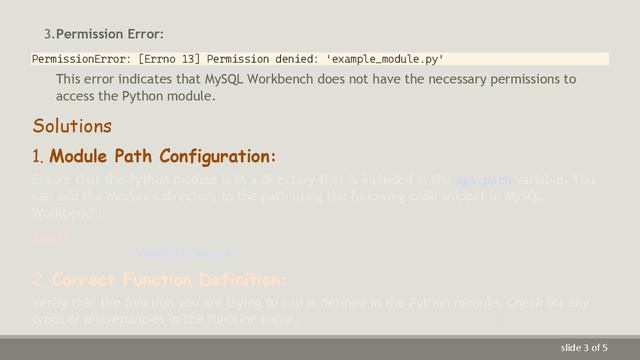 Troubleshooting: Error Calling Python Module Function in MySQL Workbench