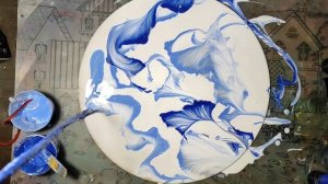 Морозные узоры, нарисованные вязальными нитками. Флюид арт. Абстракция.