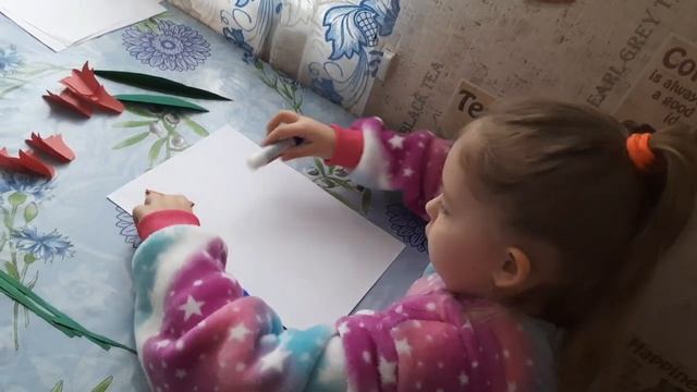 Тюльпаны из бумаги.Аппликация для детей.